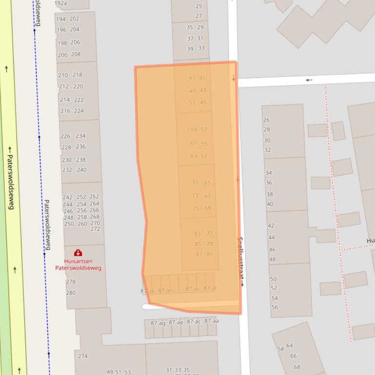 Kaart van postcodegebied 9727JL.