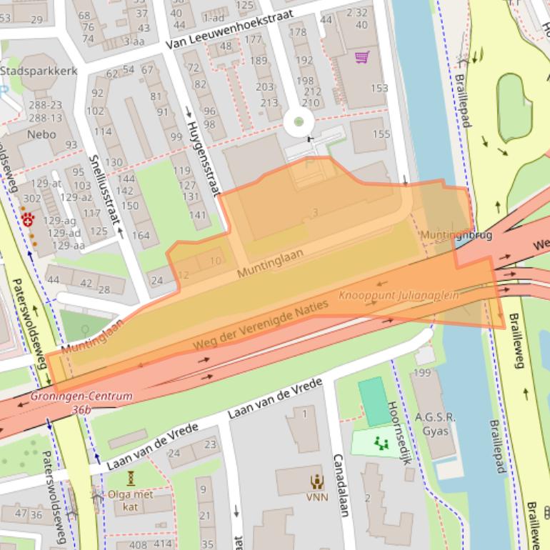 Kaart van postcodegebied 9727JT.