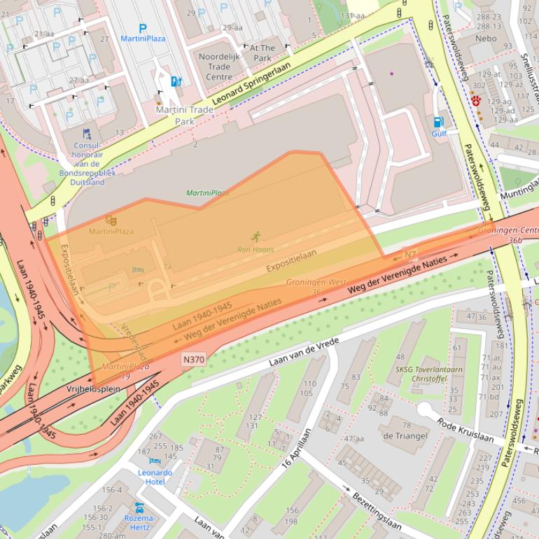 Kaart van postcodegebied 9727KA.