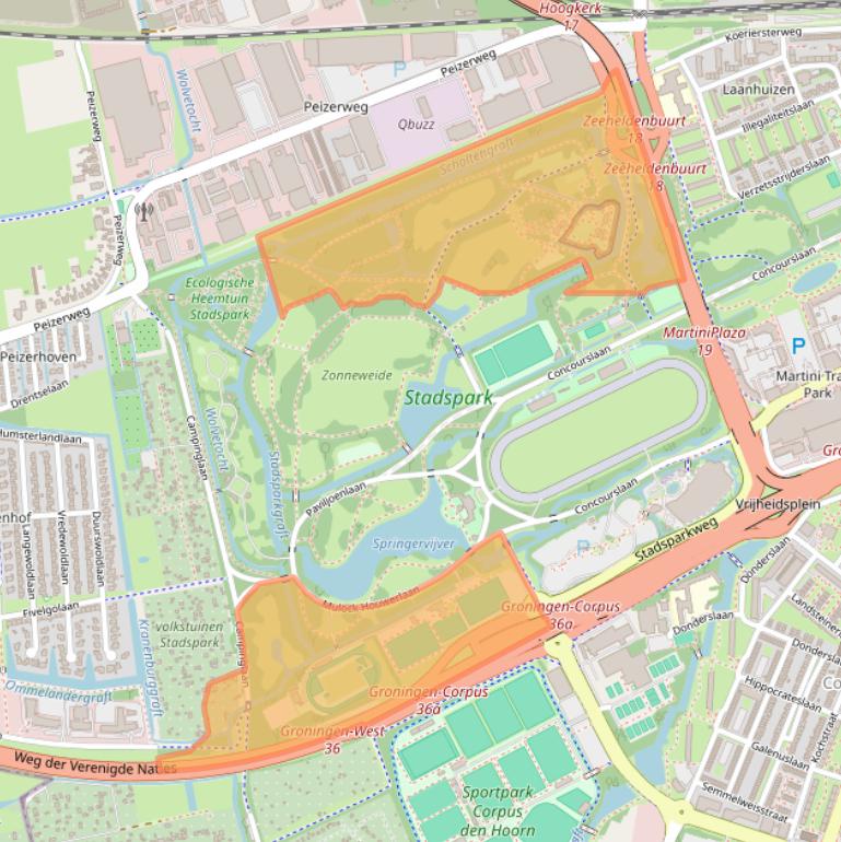 Kaart van postcodegebied 9727KG.