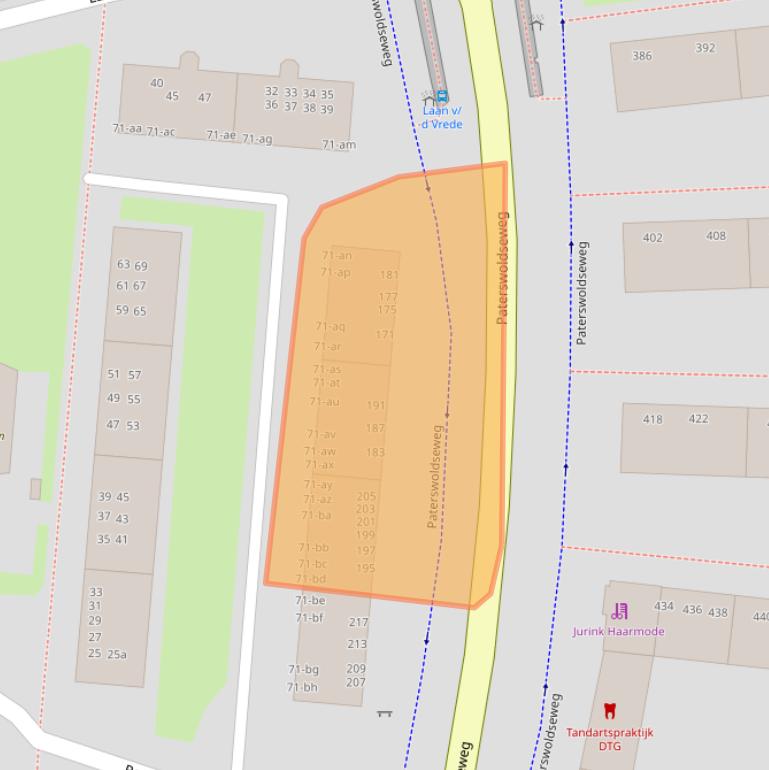 Kaart van postcodegebied 9728AA.