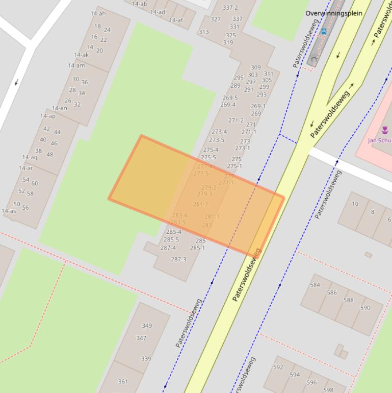 Kaart van postcodegebied 9728AG.