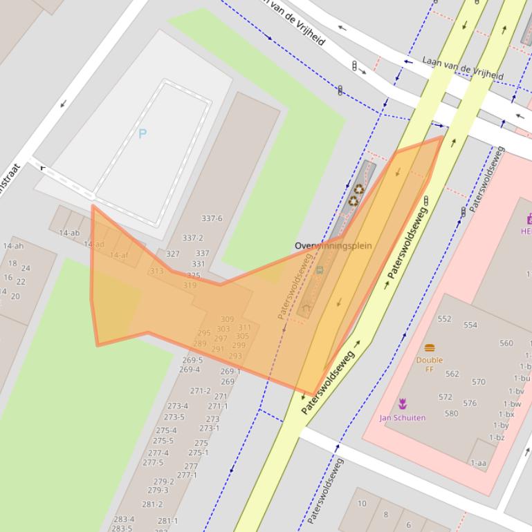 Kaart van postcodegebied 9728AJ.