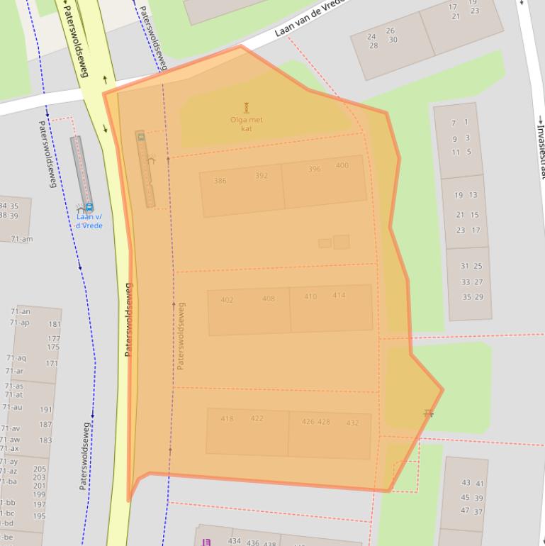 Kaart van postcodegebied 9728BA.