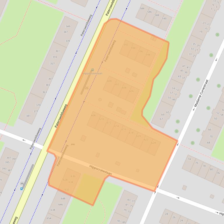 Kaart van postcodegebied 9728BG.