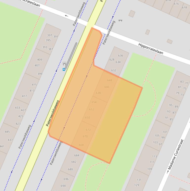 Kaart van postcodegebied 9728BH.