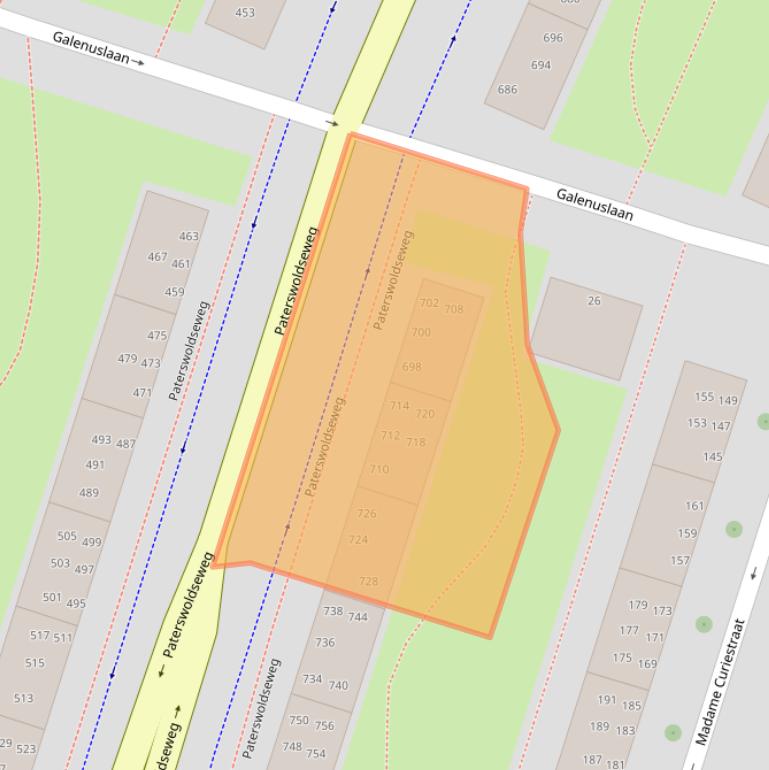 Kaart van postcodegebied 9728BK.