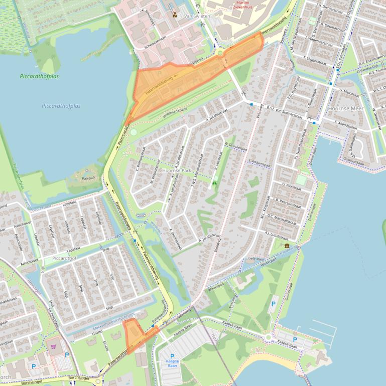 Kaart van postcodegebied 9728BM.