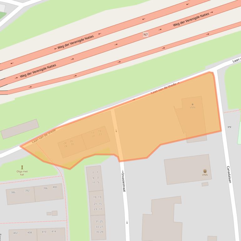 Kaart van postcodegebied 9728CA.