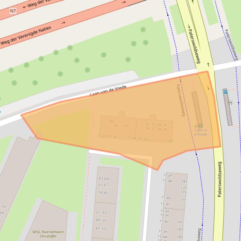 Kaart van postcodegebied 9728CB.