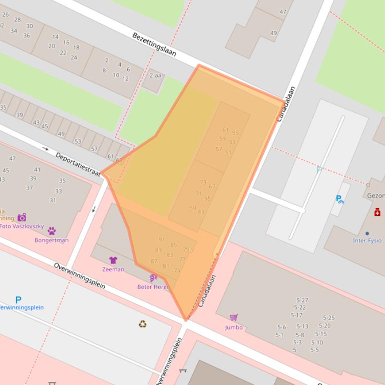 Kaart van postcodegebied 9728ED.