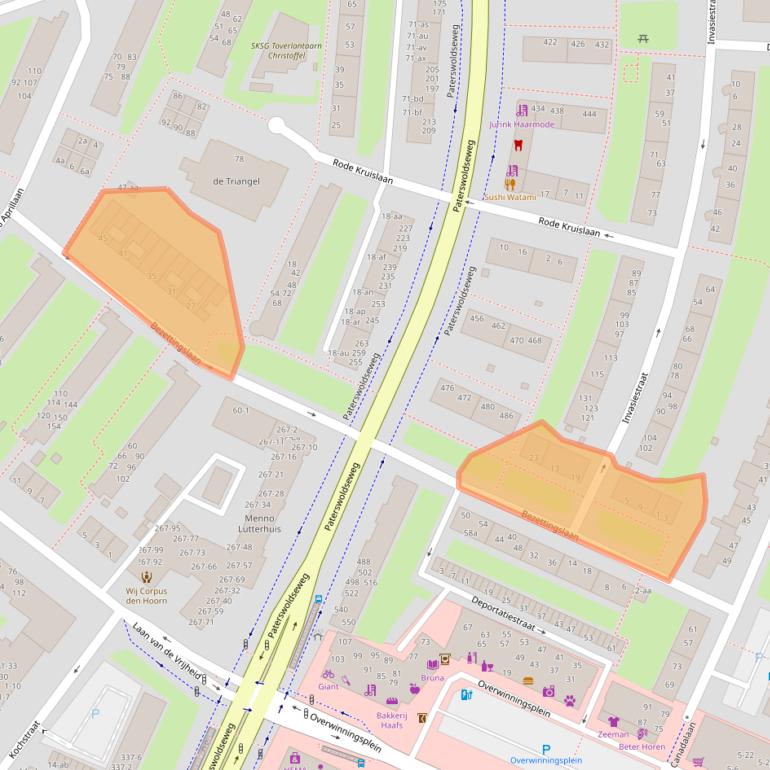 Kaart van postcodegebied 9728EG.