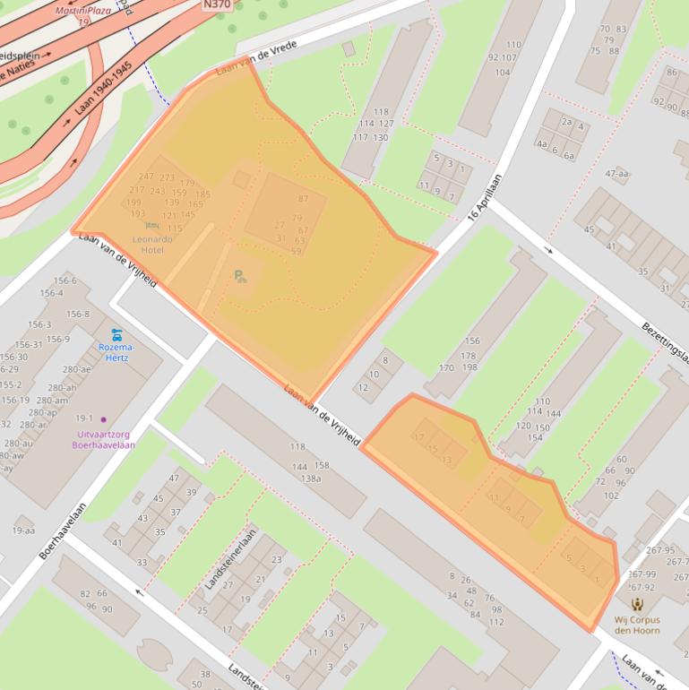 Kaart van postcodegebied 9728GA.