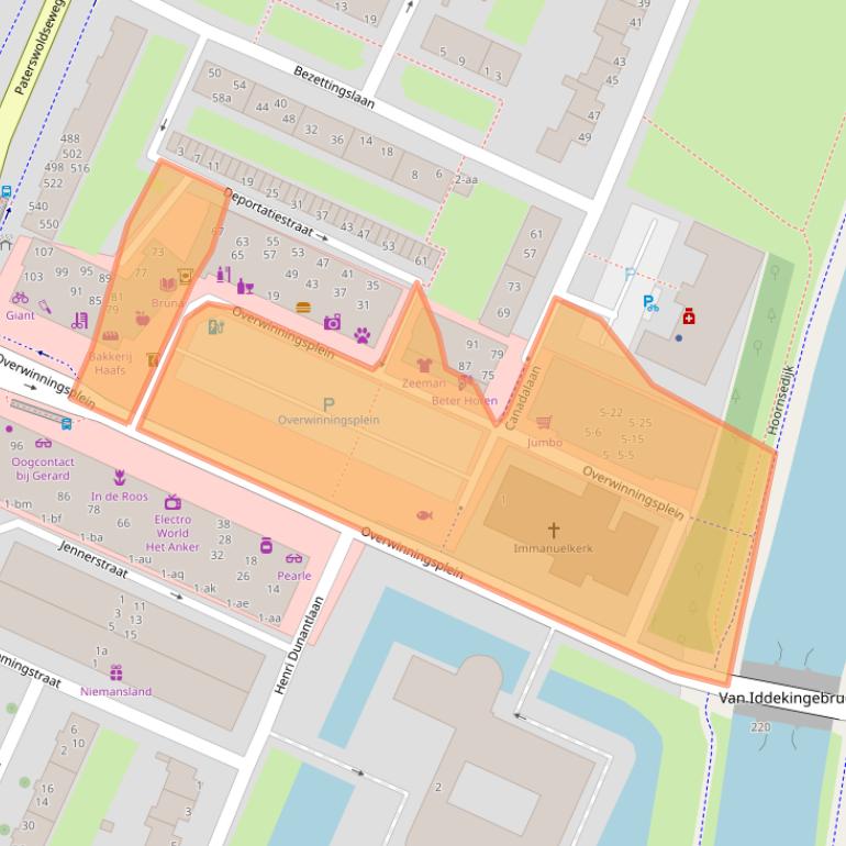 Kaart van postcodegebied 9728GP.