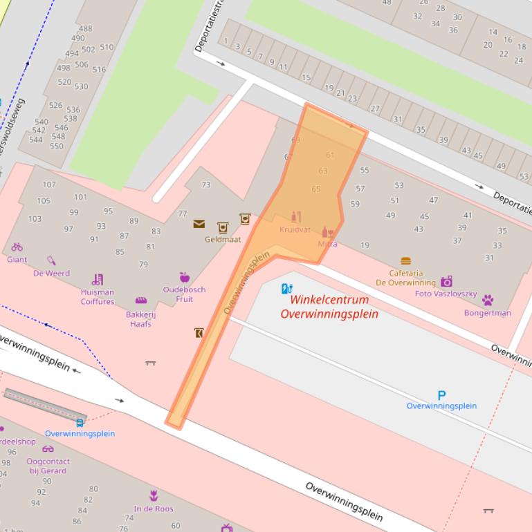 Kaart van postcodegebied 9728GR.