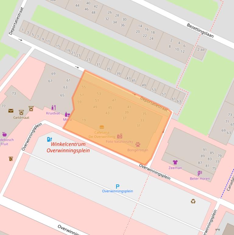 Kaart van postcodegebied 9728GS.