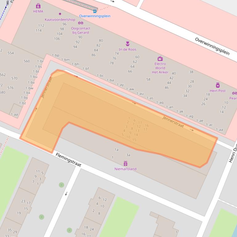 Kaart van postcodegebied 9728GX.