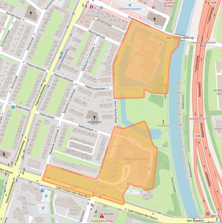Kaart van postcodegebied 9728HD.