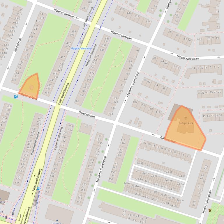 Kaart van postcodegebied 9728JA.