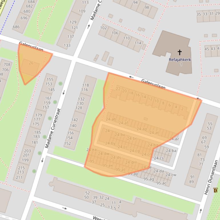 Kaart van postcodegebied 9728JB.
