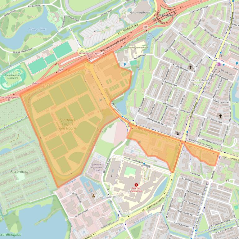 Kaart van postcodegebied 9728JR.