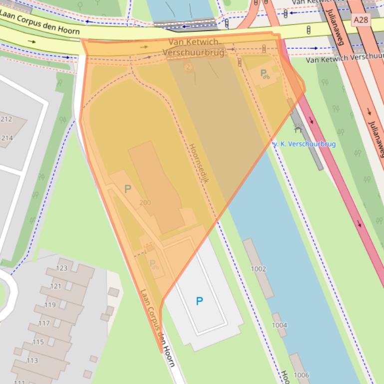 Kaart van postcodegebied 9728JS.