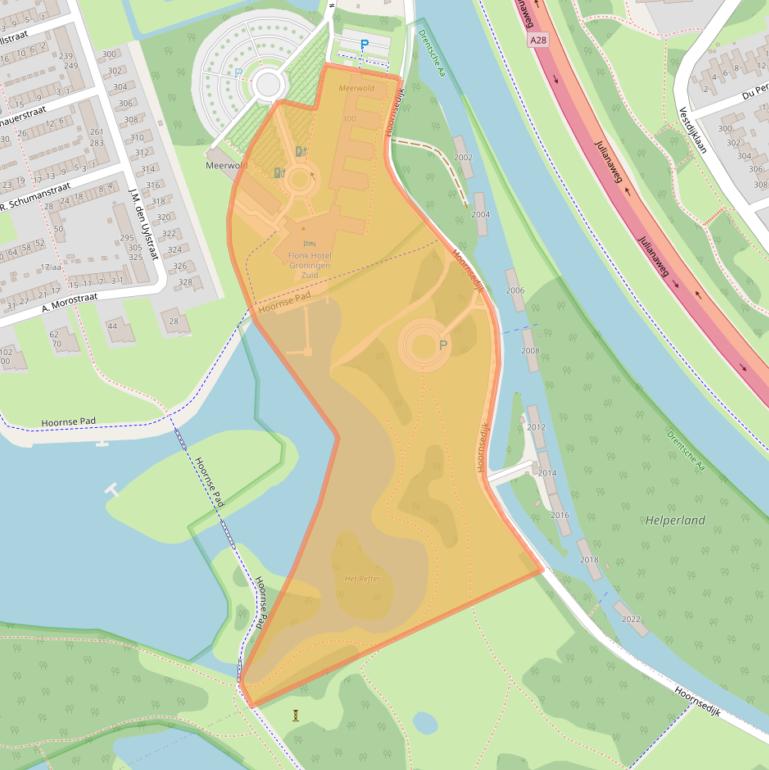 Kaart van postcodegebied 9728JT.