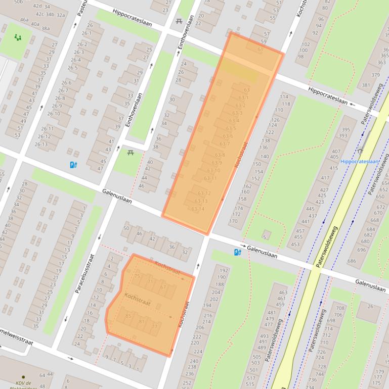 Kaart van postcodegebied 9728KD.