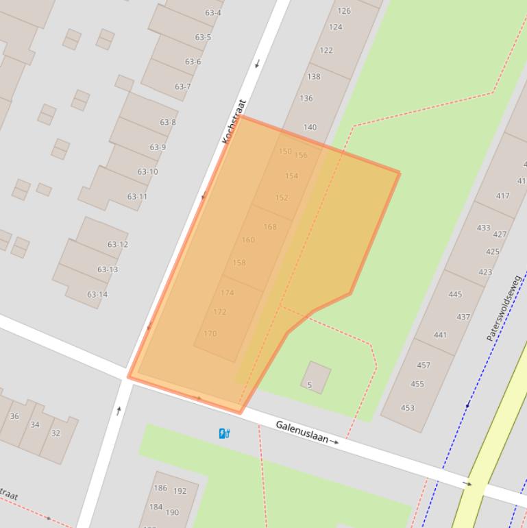 Kaart van postcodegebied 9728KJ.