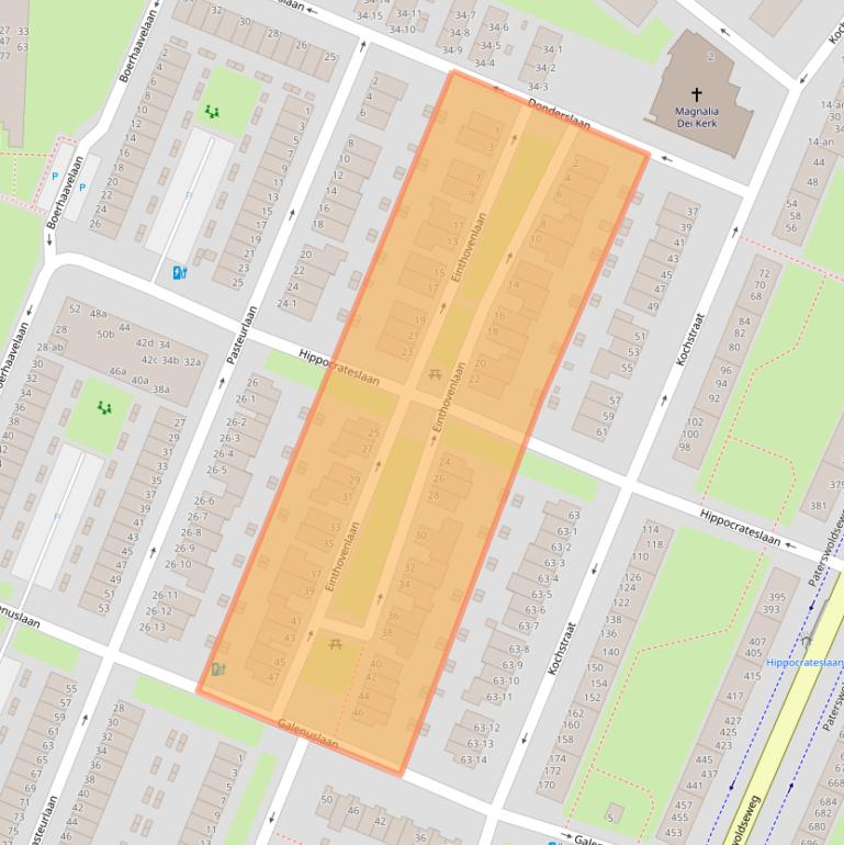 Kaart van postcodegebied 9728LV.