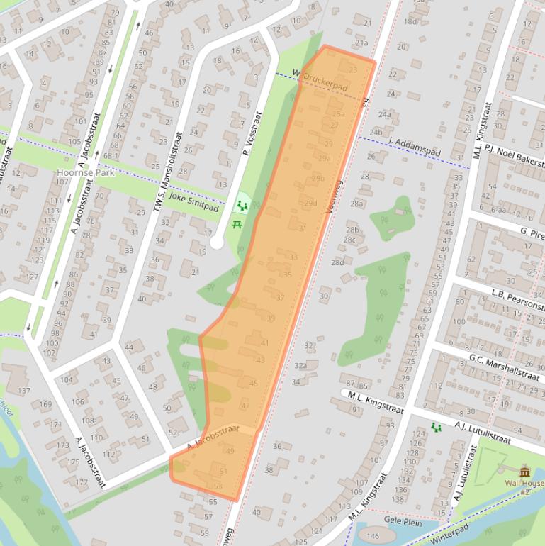 Kaart van postcodegebied 9728NJ.