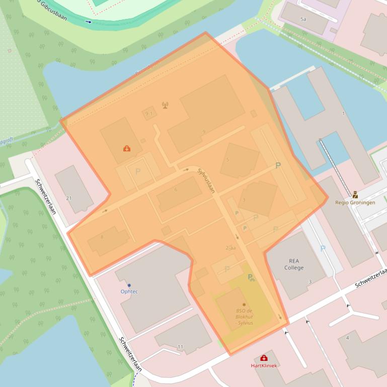 Kaart van postcodegebied 9728NS.