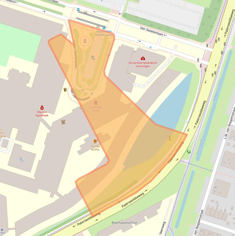 Kaart van postcodegebied 9728NT.