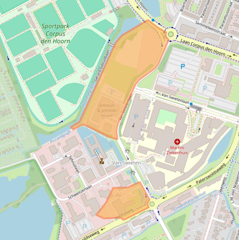 Kaart van postcodegebied 9728NX.