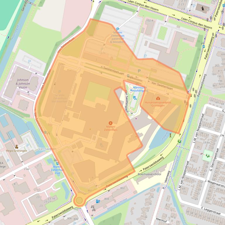 Kaart van postcodegebied 9728NZ.