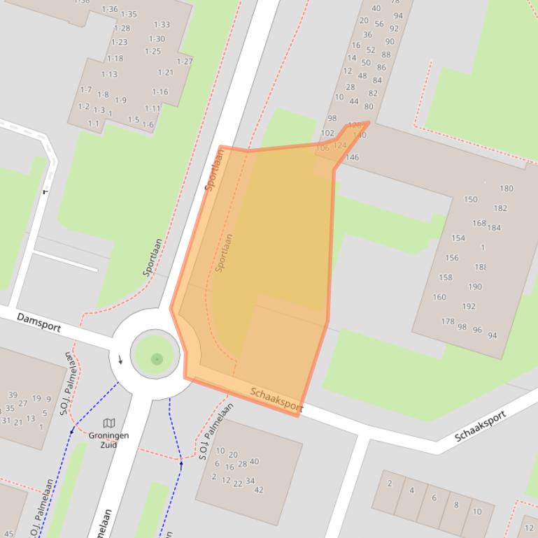 Kaart van postcodegebied 9728PL.