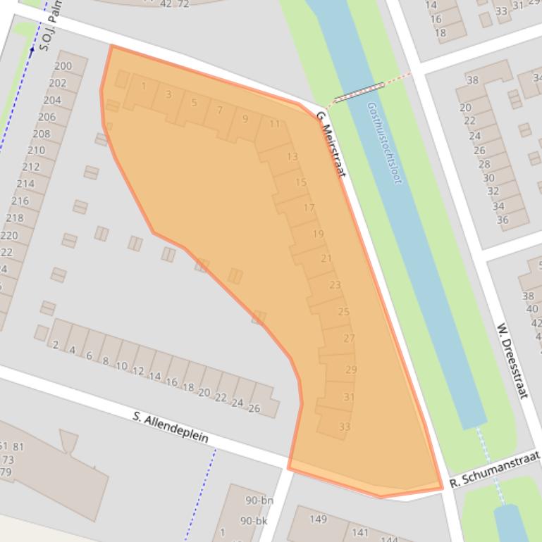 Kaart van postcodegebied 9728TB.