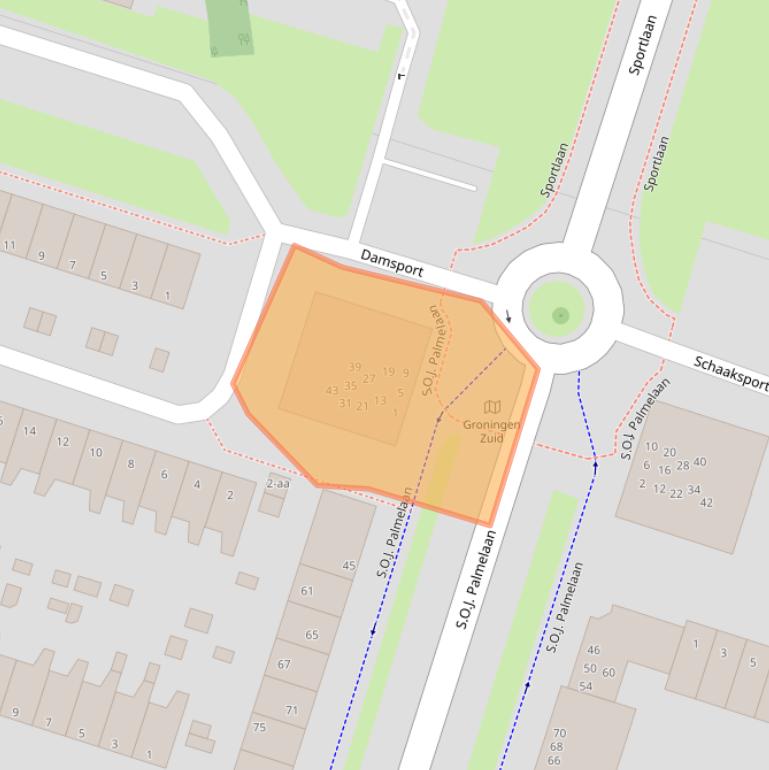 Kaart van postcodegebied 9728VD.