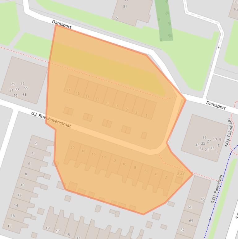 Kaart van postcodegebied 9728VK.