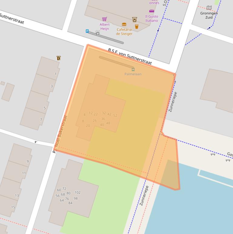 Kaart van postcodegebied 9728WC.