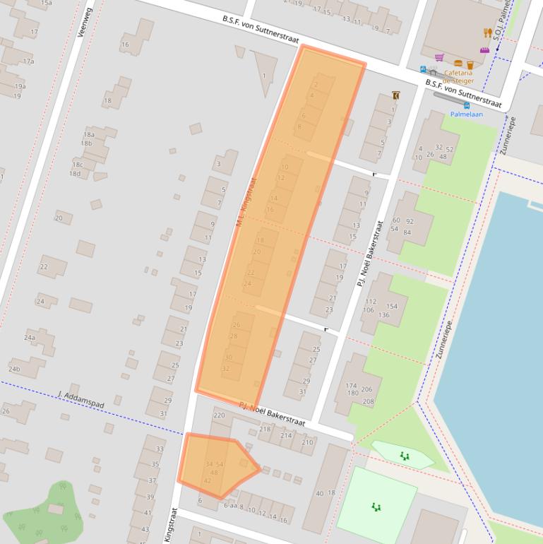 Kaart van postcodegebied 9728WJ.