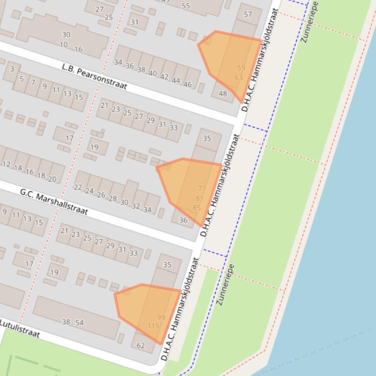 Kaart van postcodegebied 9728WX.