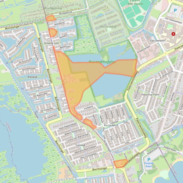 Kaart van postcodegebied 9728XA.