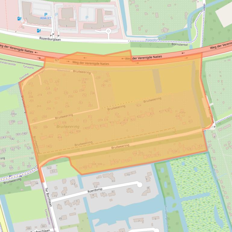 Kaart van postcodegebied 9728XB.