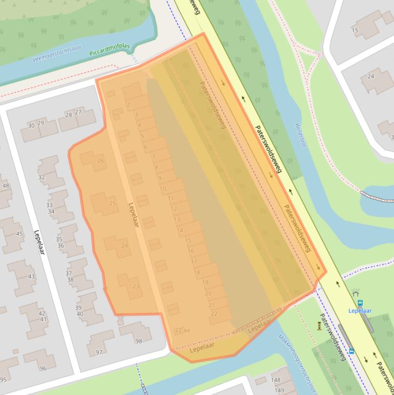 Kaart van postcodegebied 9728XC.