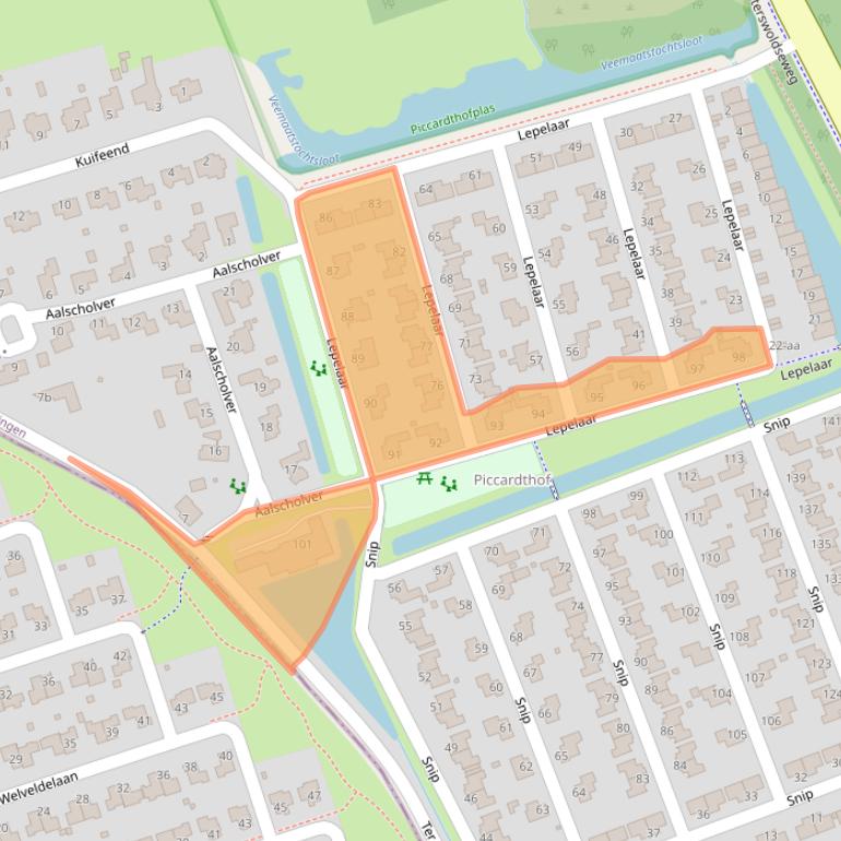 Kaart van postcodegebied 9728XG.