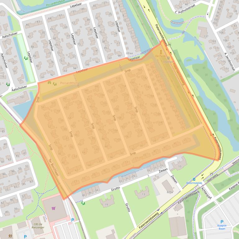 Kaart van postcodegebied 9728XR.