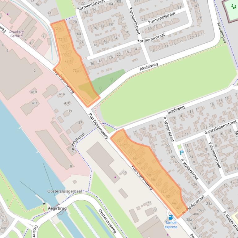 Kaart van postcodegebied 9731BG.