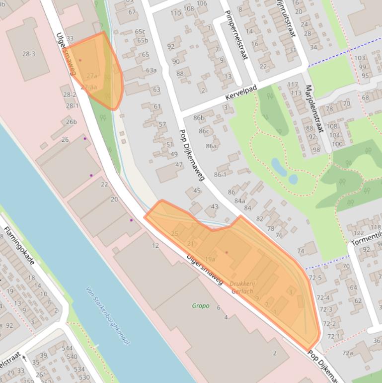Kaart van postcodegebied 9731BJ.