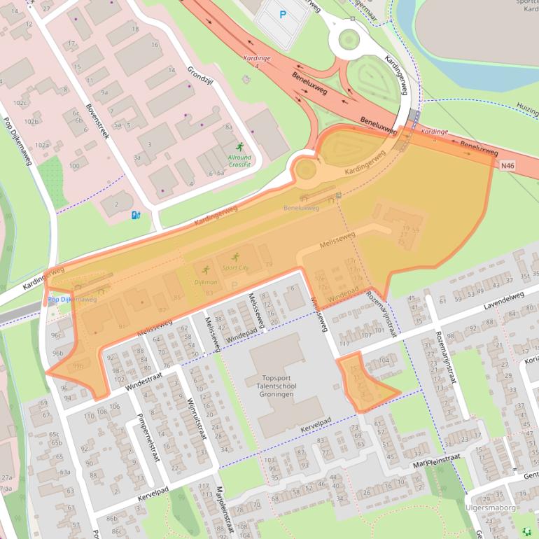 Kaart van postcodegebied 9731BM.